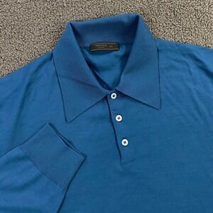 Prada Polo Shirt Mens 52 Virgin Wool Knit Sweater Preppy Luxury Authenitc Italy
